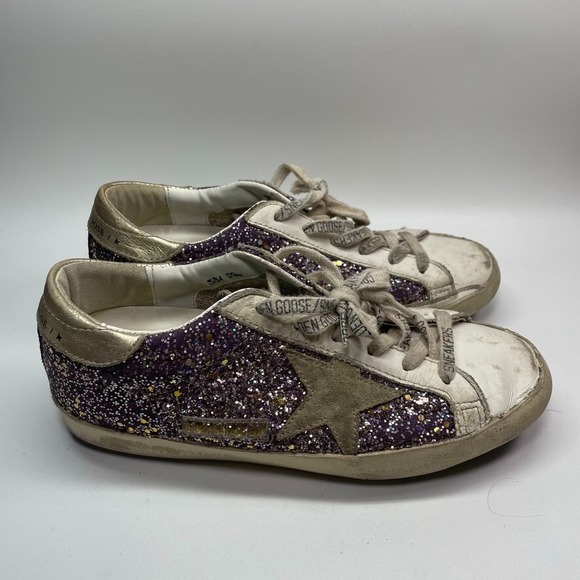 GOLDEN GOOSE Limited Release‎ Super-star Low Top Sneaker In Lilac/ Multi Sz 36